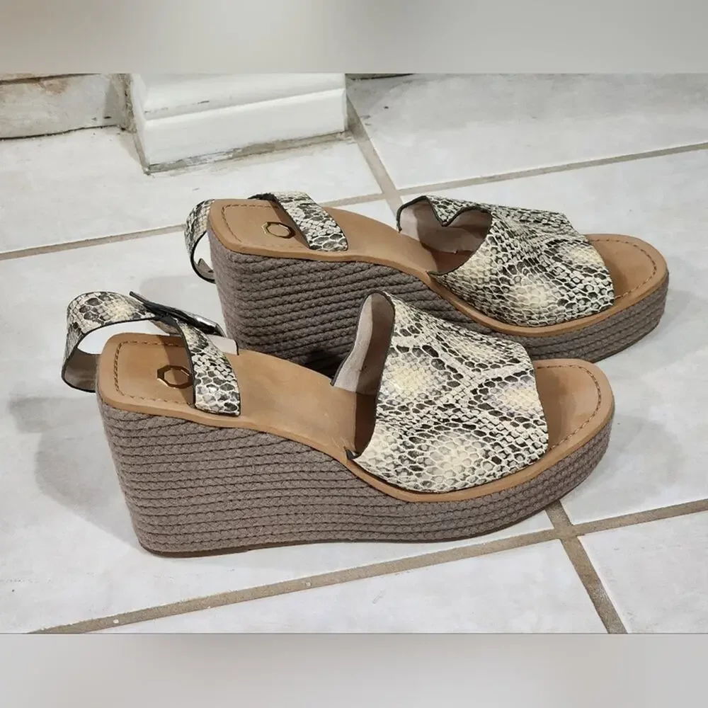 Louise Et Cie Paley Snakeskin Platform Wedge‎ Espadrille Sandals size 42 10 us